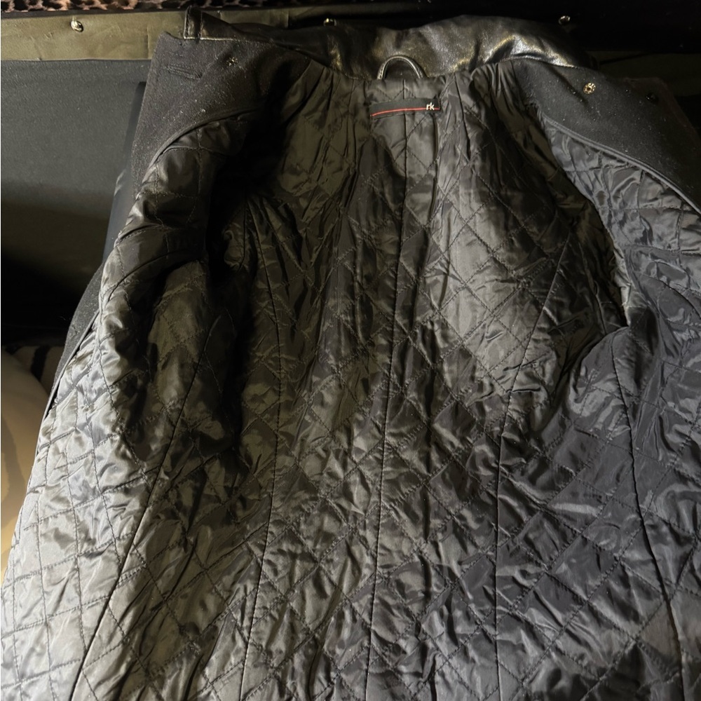 Rudsak Chic Black wool and Leather Pea Coat - Picture 7 of 8